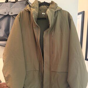 Olive green hybrid down jacket